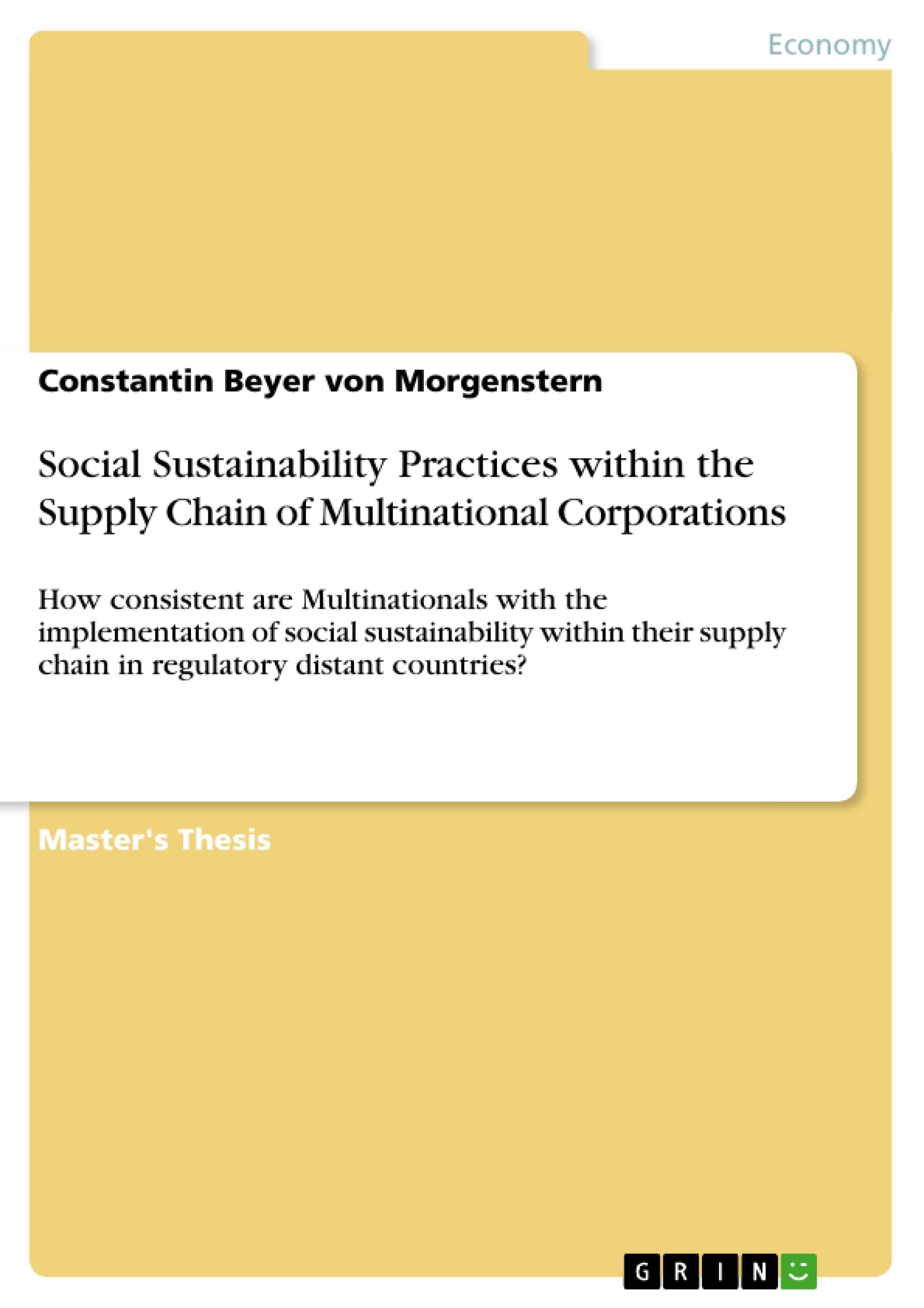 Título: Social Sustainability Practices within the Supply Chain of Multinational Corporations