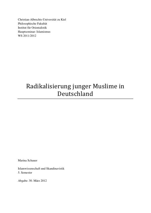 Titel: Radikalisierung junger Muslime in Deutschland