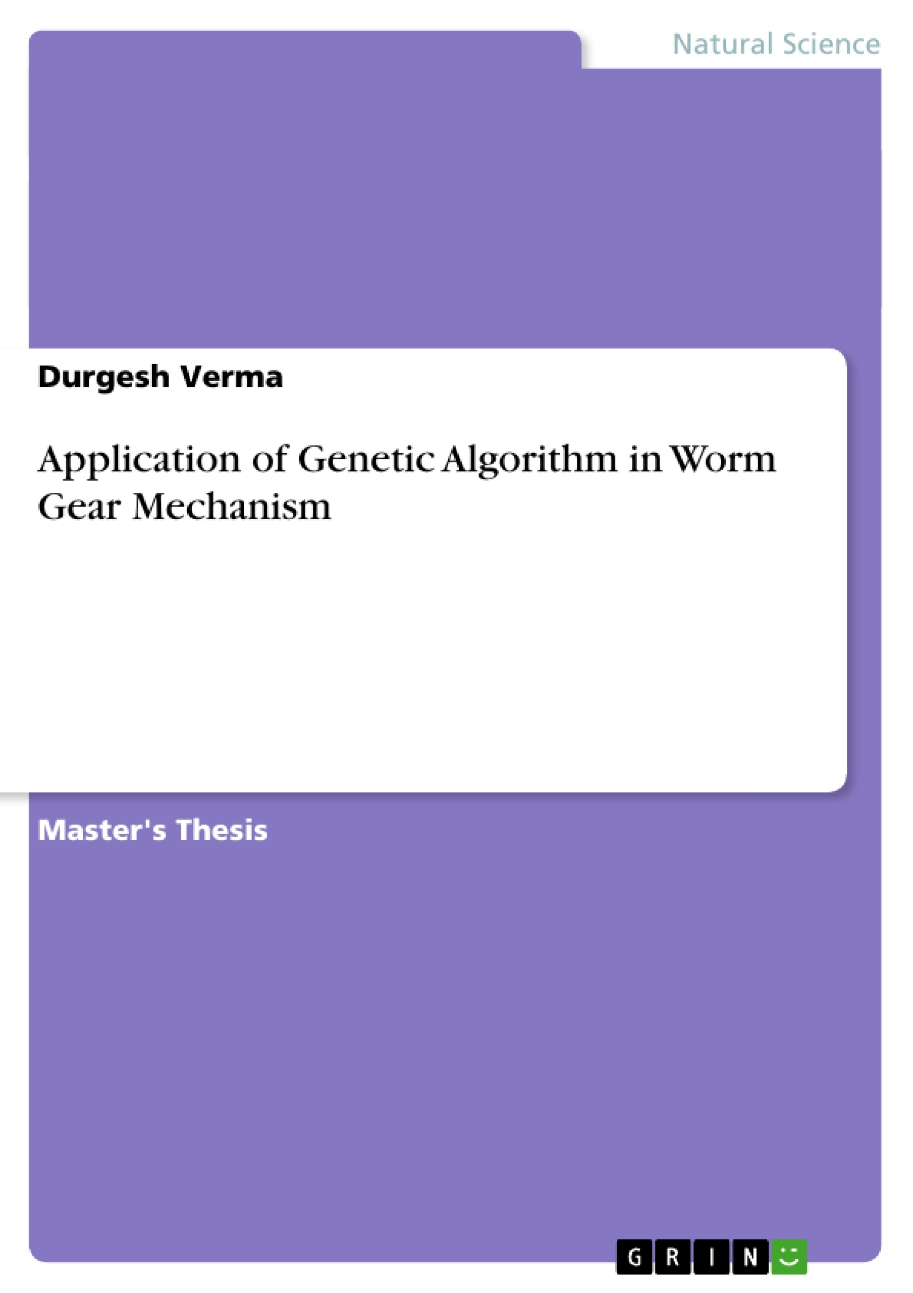 Title: Application of Genetic Algorithm in Worm Gear Mechanism