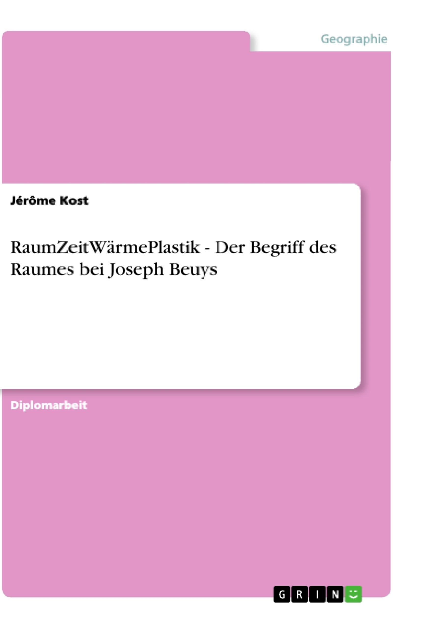 Título: RaumZeitWärmePlastik - Der Begriff des Raumes bei Joseph Beuys