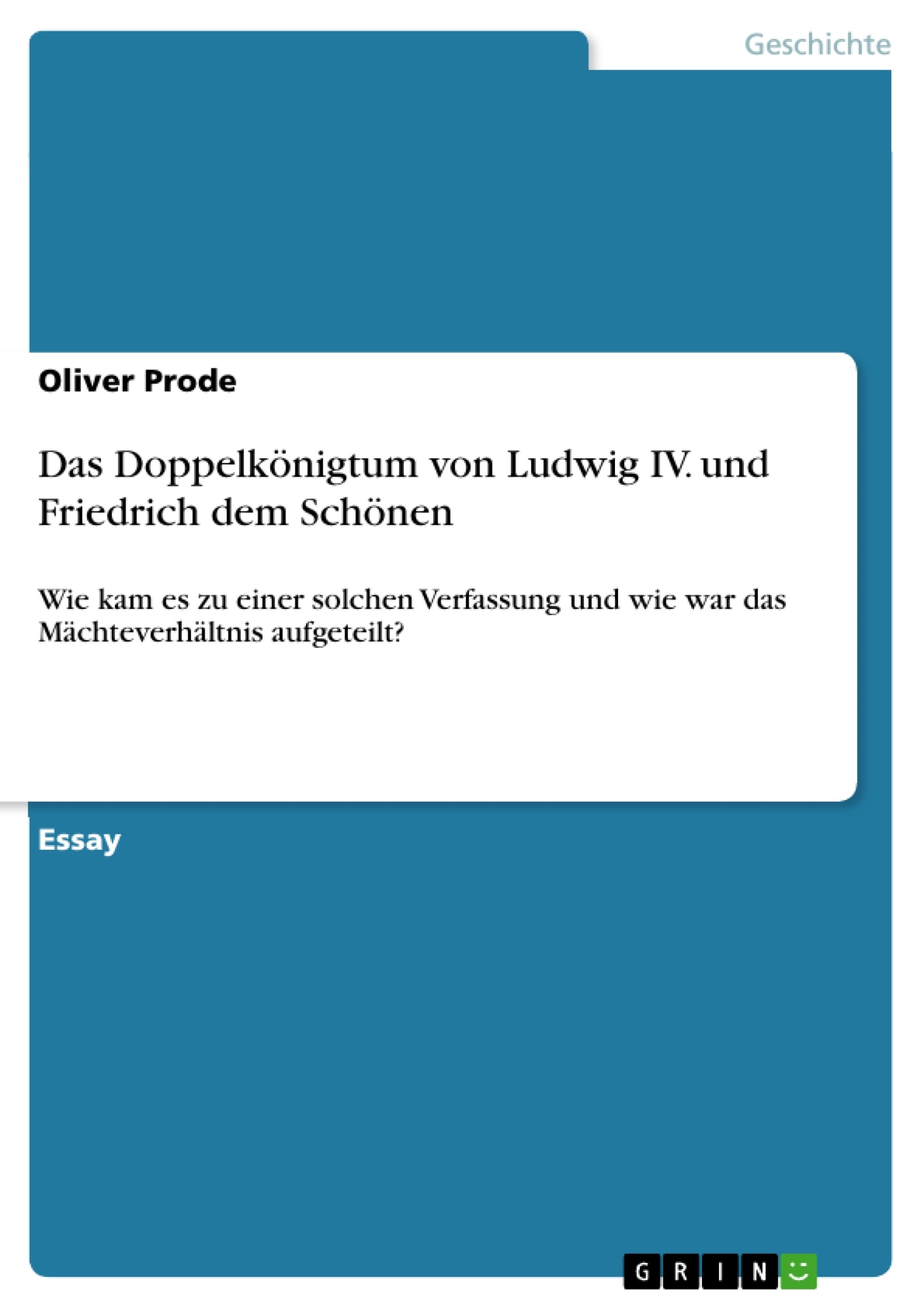 Titre: Das Doppelkönigtum von Ludwig IV. und Friedrich dem Schönen