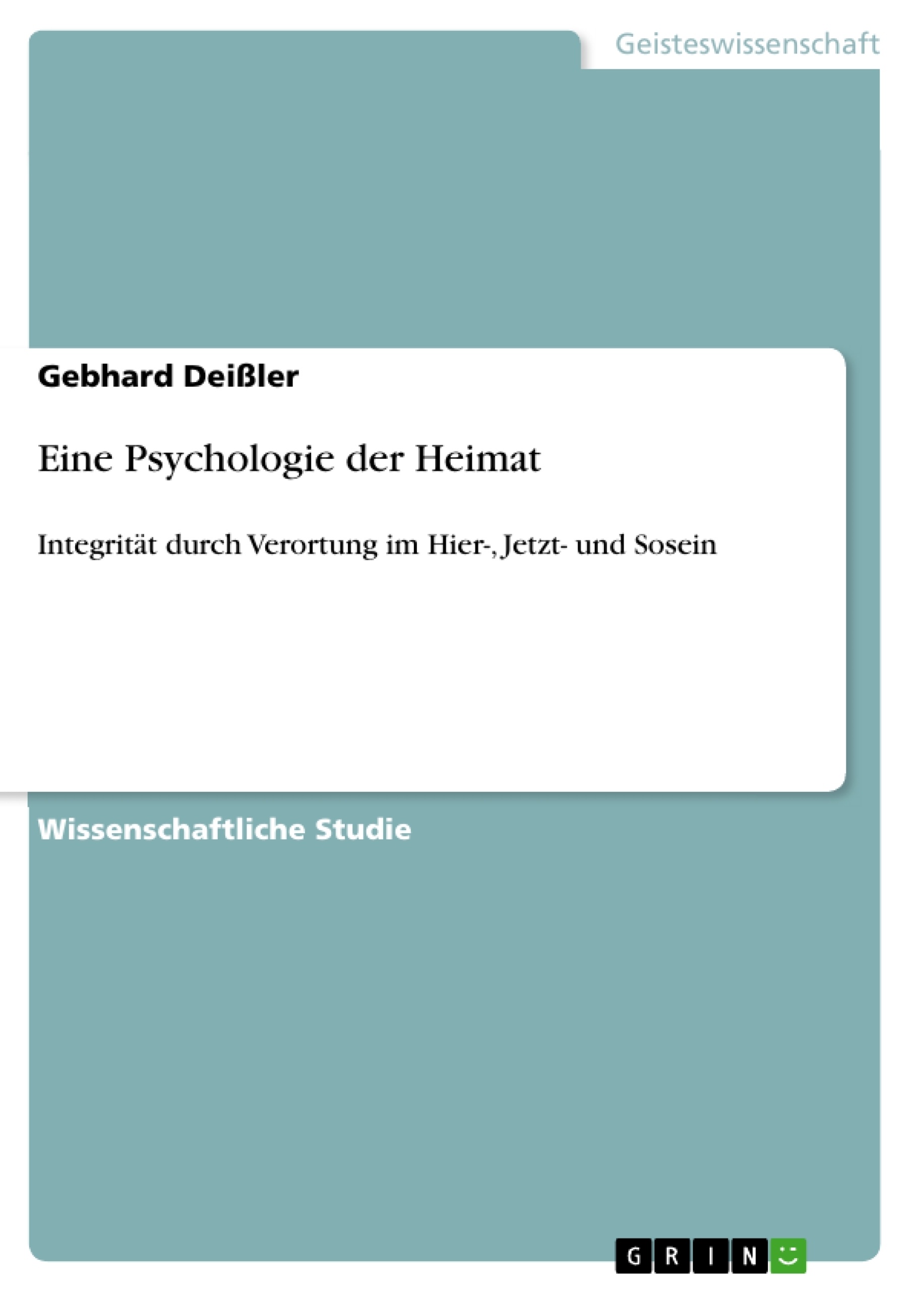 Title: Eine Psychologie der Heimat