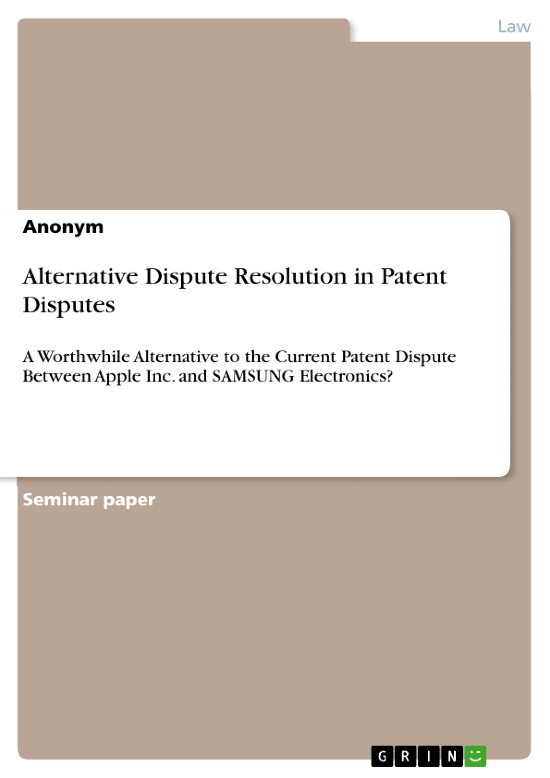 Title: Alternative Dispute Resolution in Patent Disputes