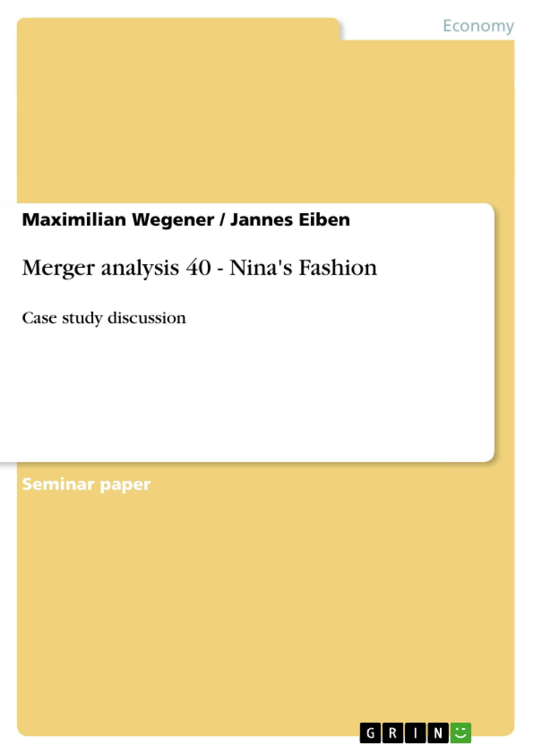 Titre: Merger analysis 40 - Nina's Fashion