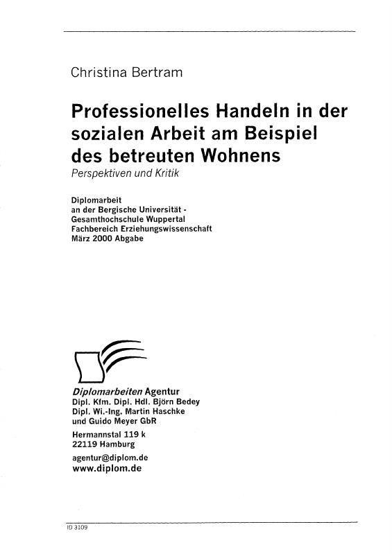 Professionelles Handeln In Der Sozialen Arbeit Am Beispiel Des ...