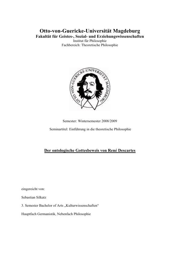 Der Ontologische Gottesbeweis Von René Descartes - Hausarbeiten.de ...