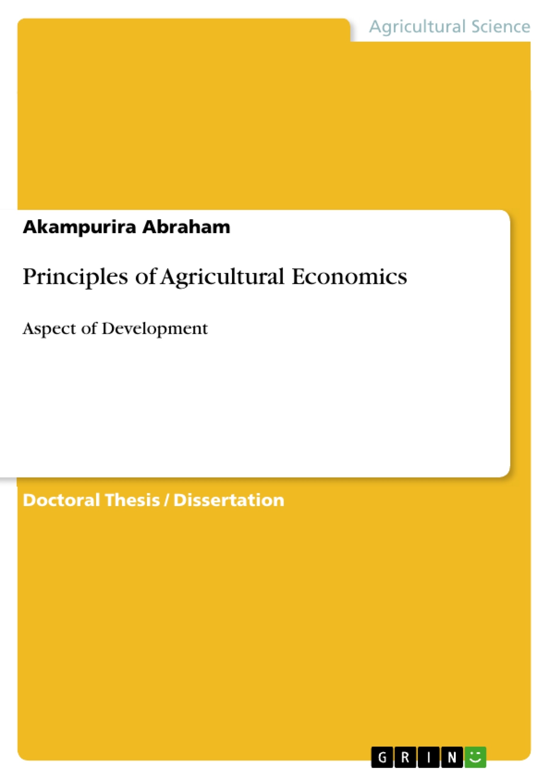 Título: Principles of Agricultural Economics