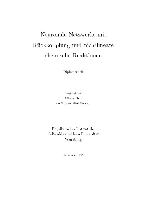 Title: Neuronale Netzwerke mit Rückkopplung und nichtlineare chemische Reaktionen