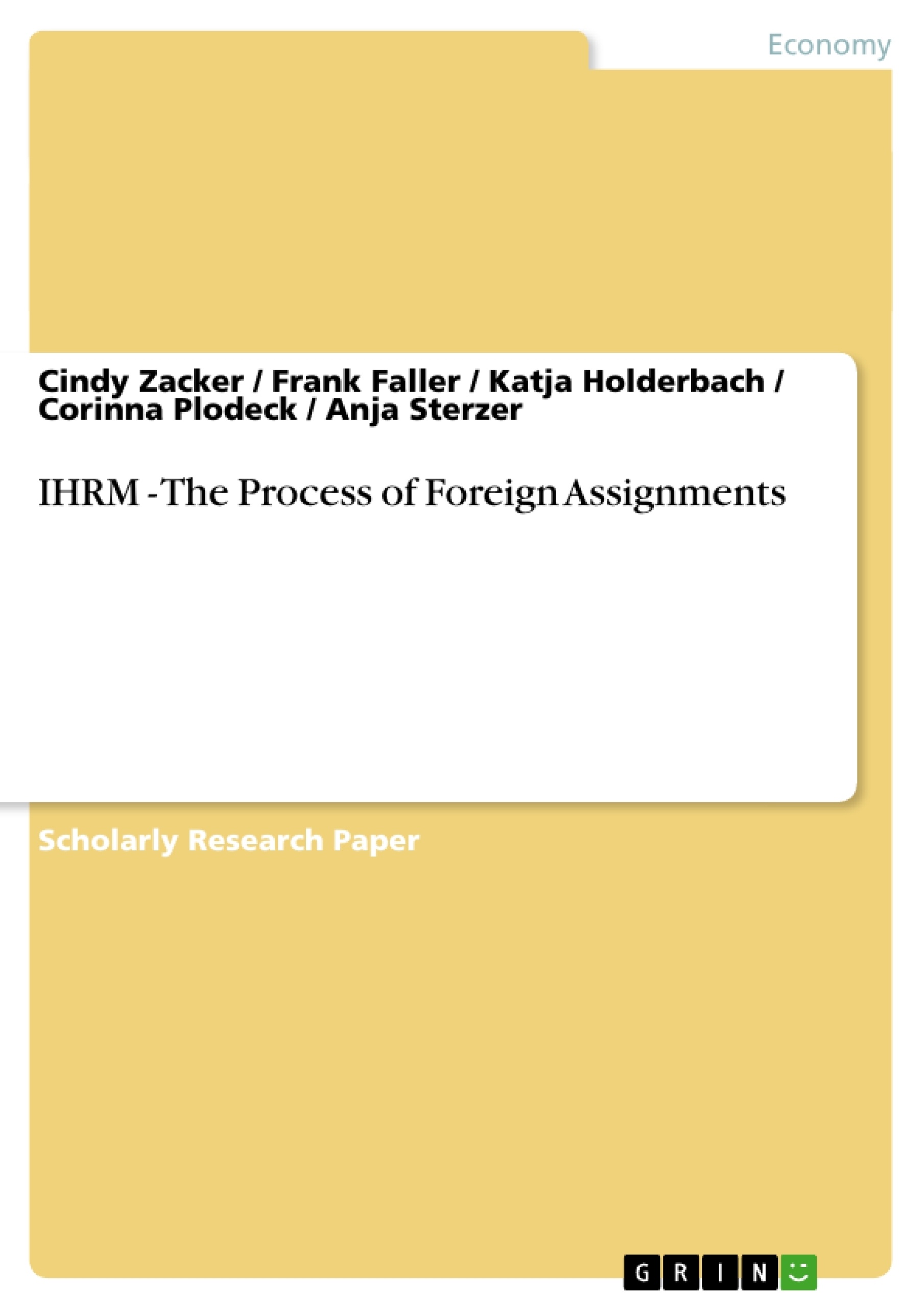 Título: IHRM - The Process of Foreign Assignments