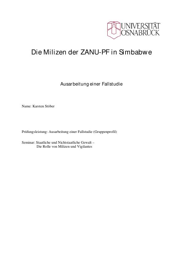 Titel: Die Milizen der ZANU-PF in Simbabwe