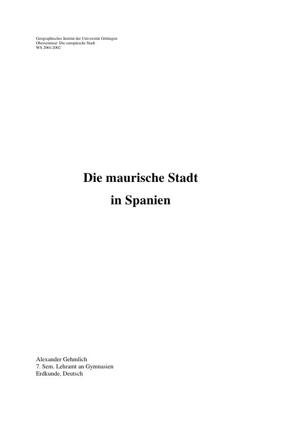 Título: Die maurische Stadt in Spanien