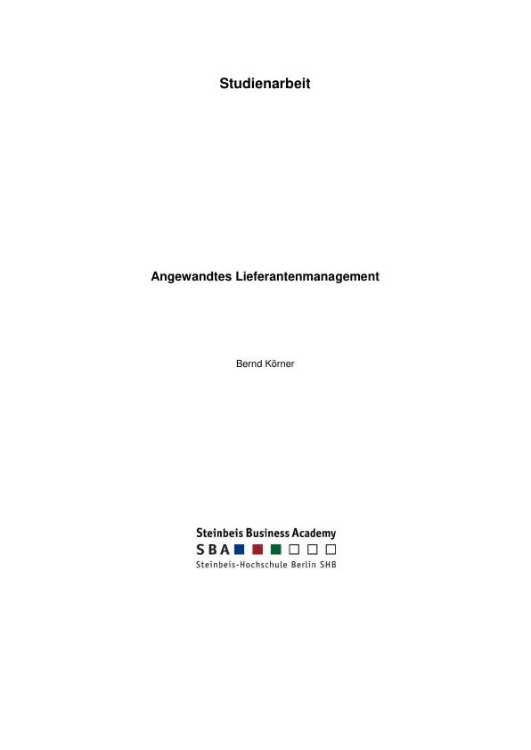 Título: Angewandtes Lieferantenmanagement