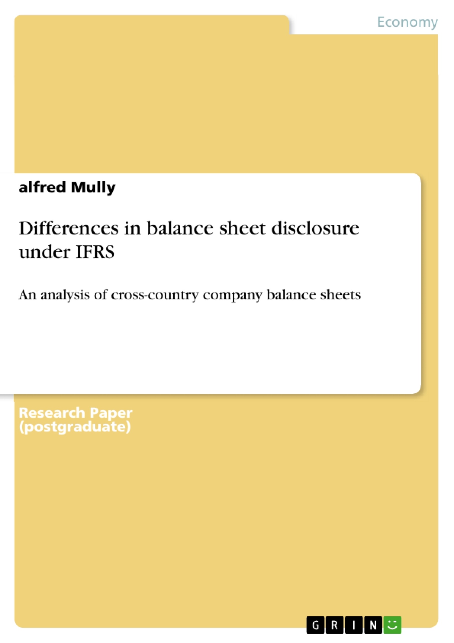 Title: Differences in balance sheet disclosure under IFRS