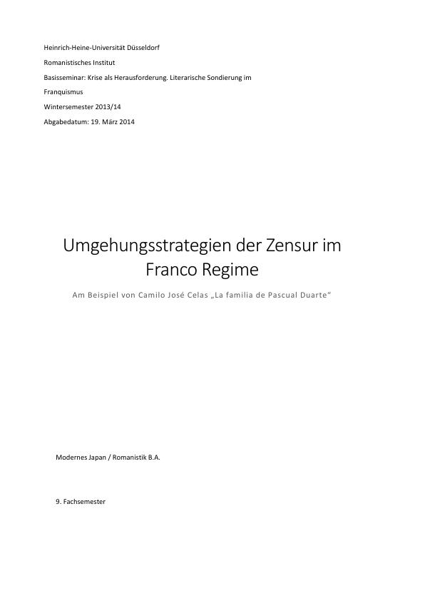 Título: Umgehungsstrategien der Zensur im Franco-Regime