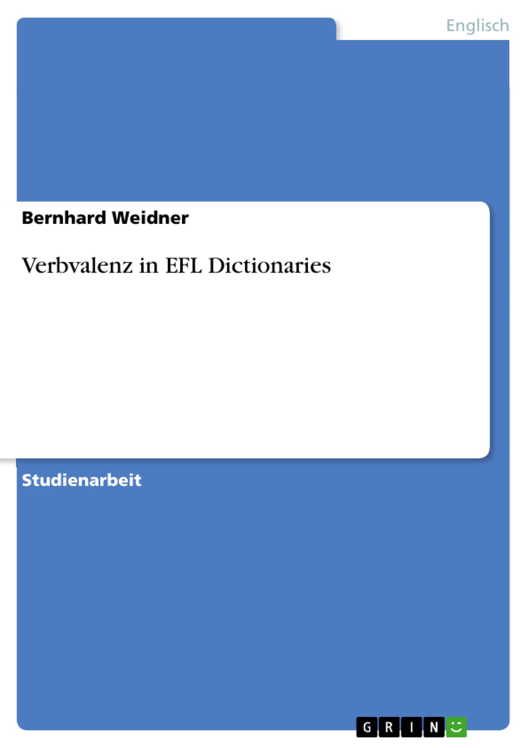 Titre: Verbvalenz in EFL Dictionaries