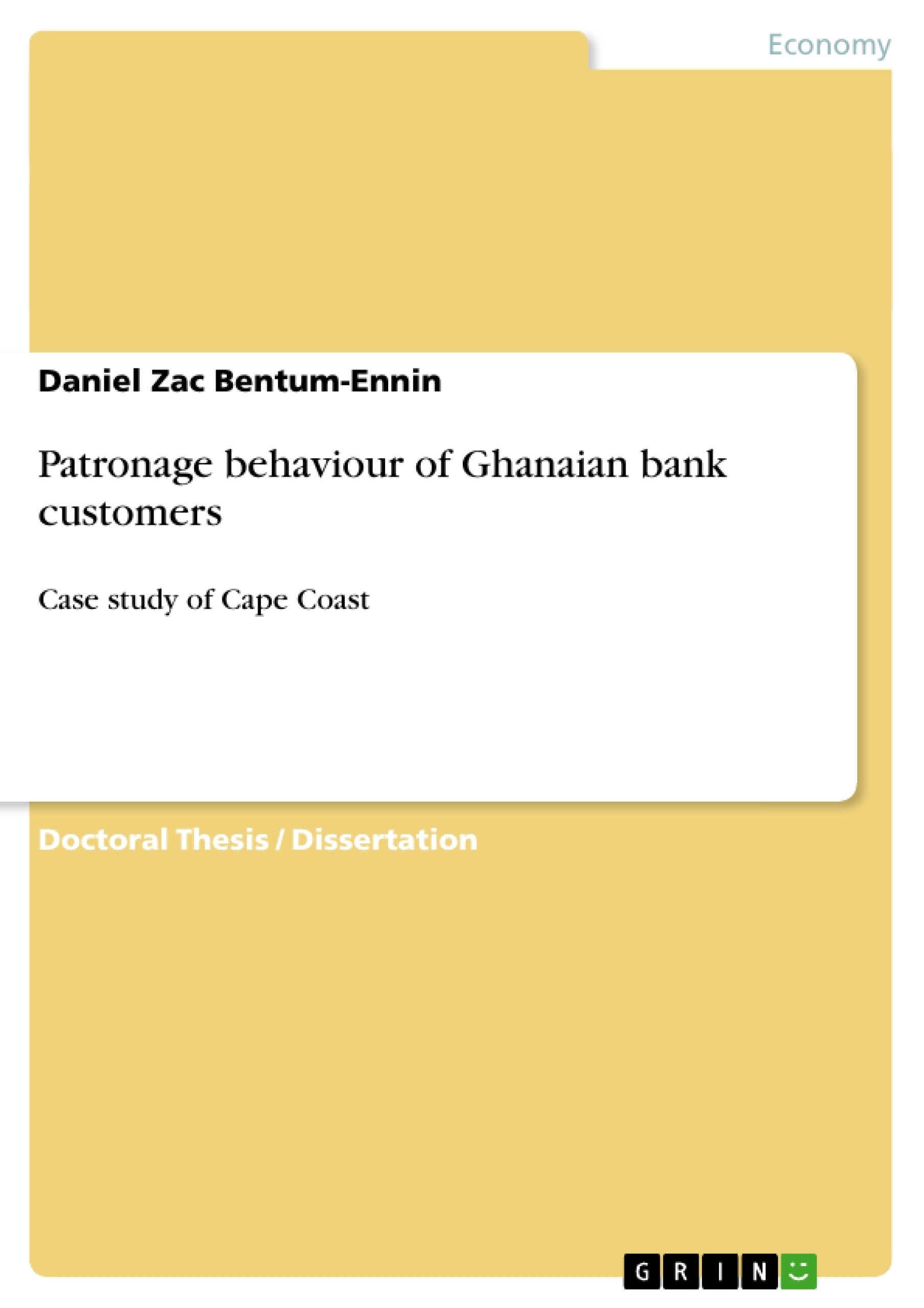 Title: Patronage behaviour of Ghanaian bank customers