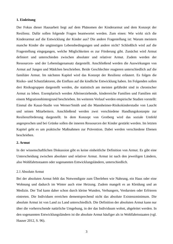 Kinderarmut und Resilienz Hausarbeiten.de Hausarbeiten