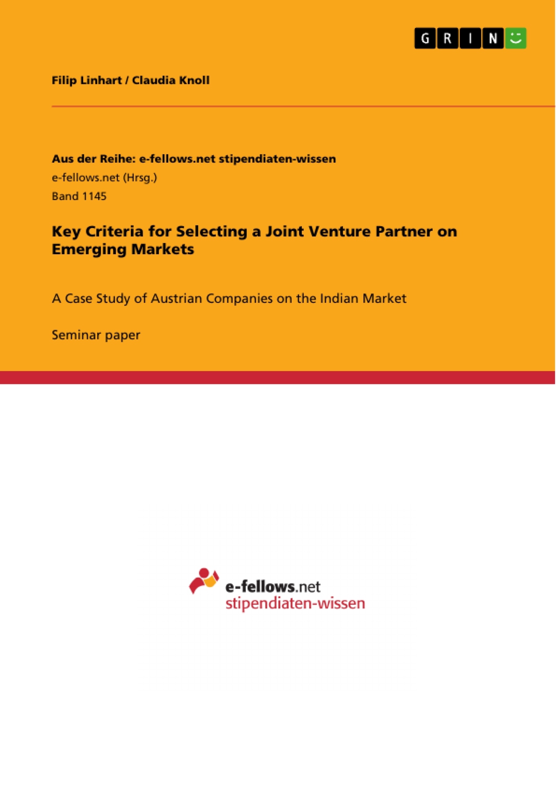 Título: Key Criteria for Selecting a Joint Venture Partner on Emerging Markets