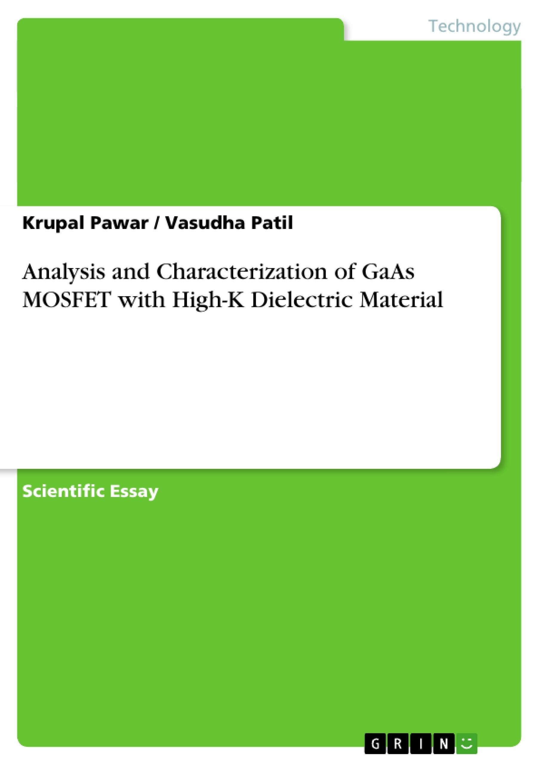 Titre: Analysis and Characterization of GaAs MOSFET with High-K Dielectric Material