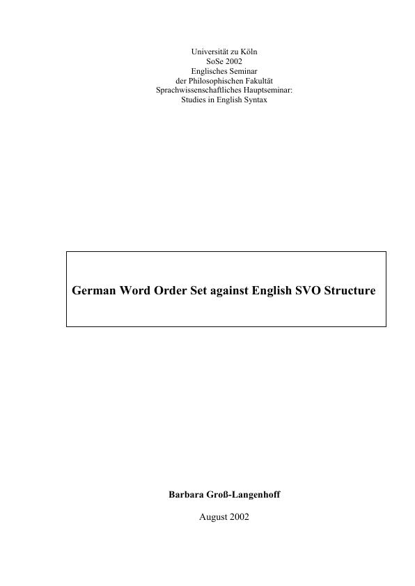 Title: German Word Order Set Against English SVO Structure