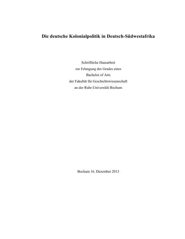 Title: Die deutsche Kolonialpolitik in Deutsch-Südwestafrika als Genozid und Vorläufer nationalsozialistischer Gewalt?