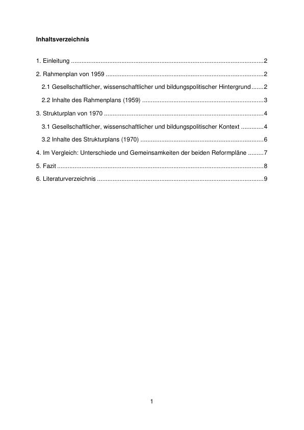 Title: Bildungspolitische Reformen  der Grundschule. Der Rahmenplan 1959 und der Strukturplan 1970