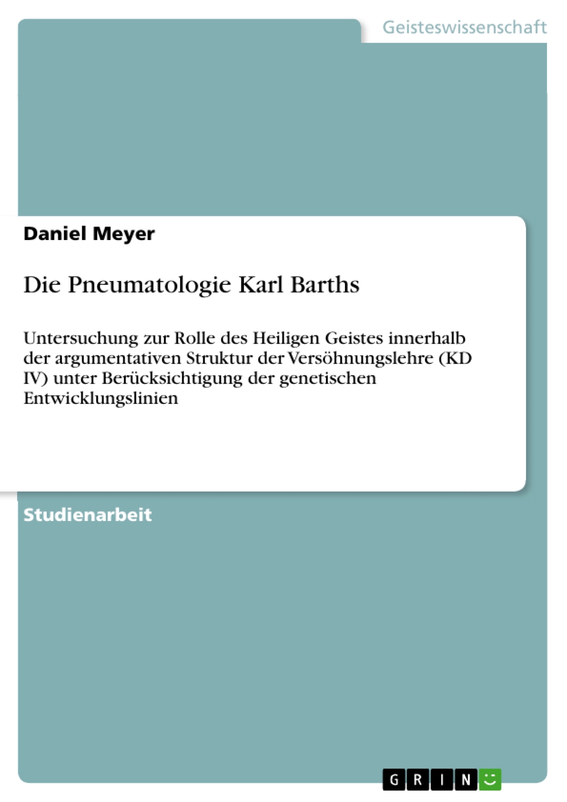 Title: Die Pneumatologie Karl Barths