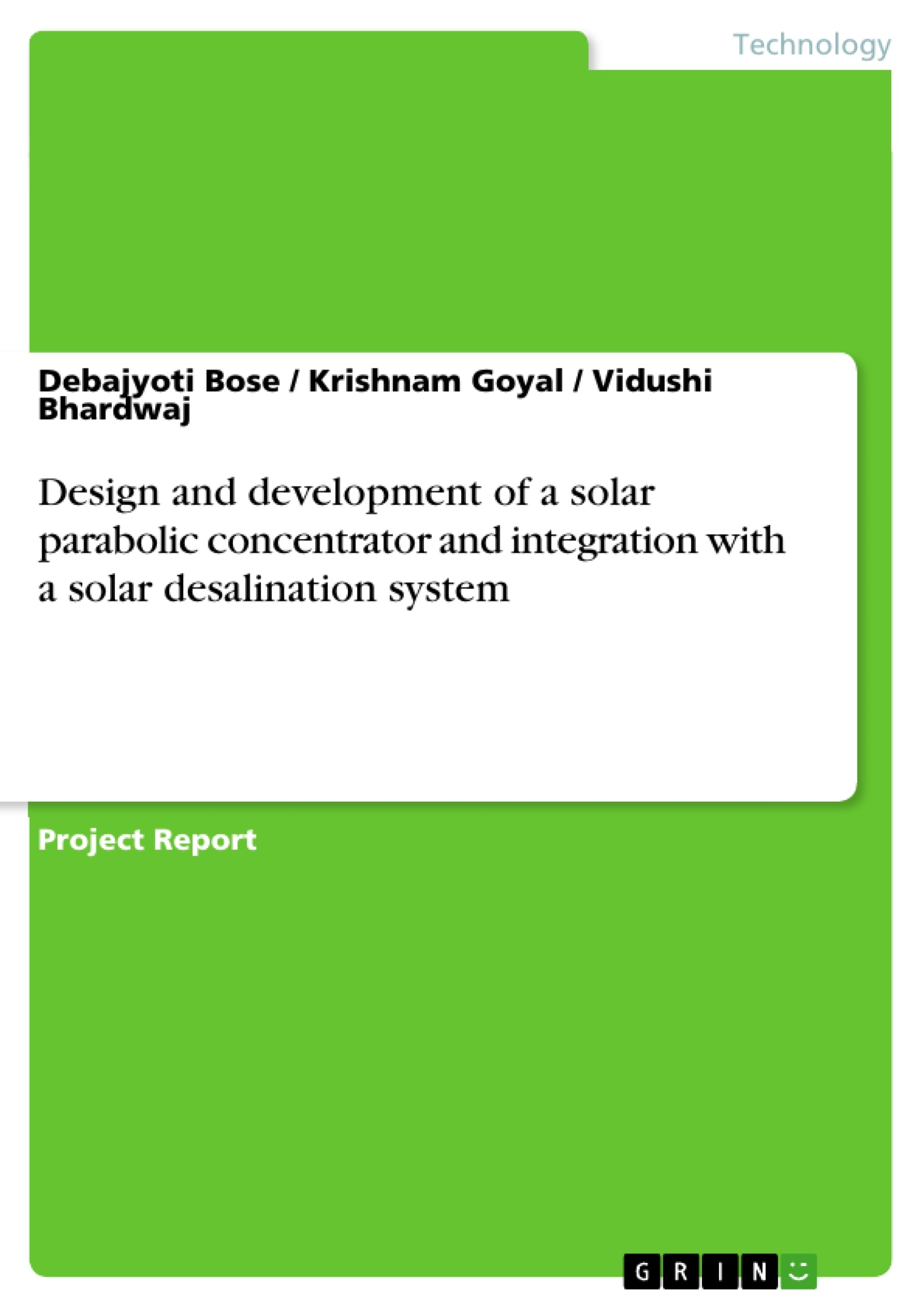 Título: Design and development of a solar parabolic concentrator and integration with a solar desalination system