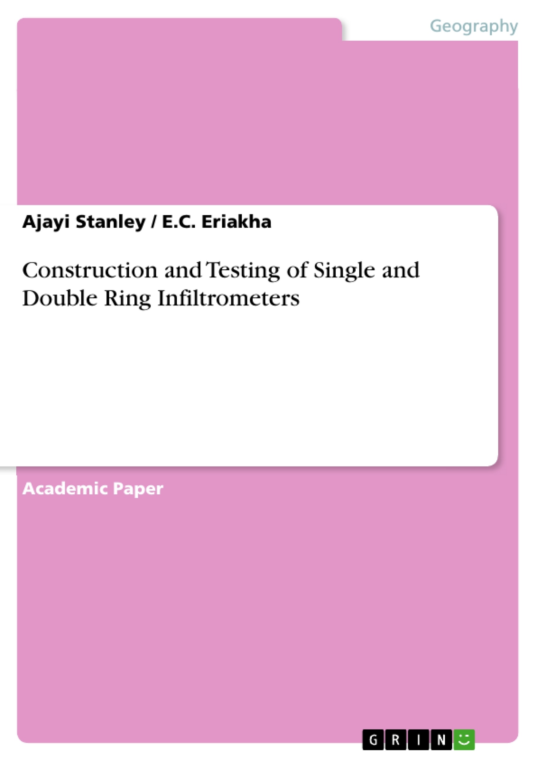 Titre: Construction and Testing of Single and Double Ring Infiltrometers