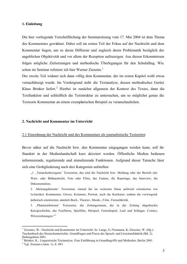 Der Kommentar. Darstellung und Analyse GRIN Grin