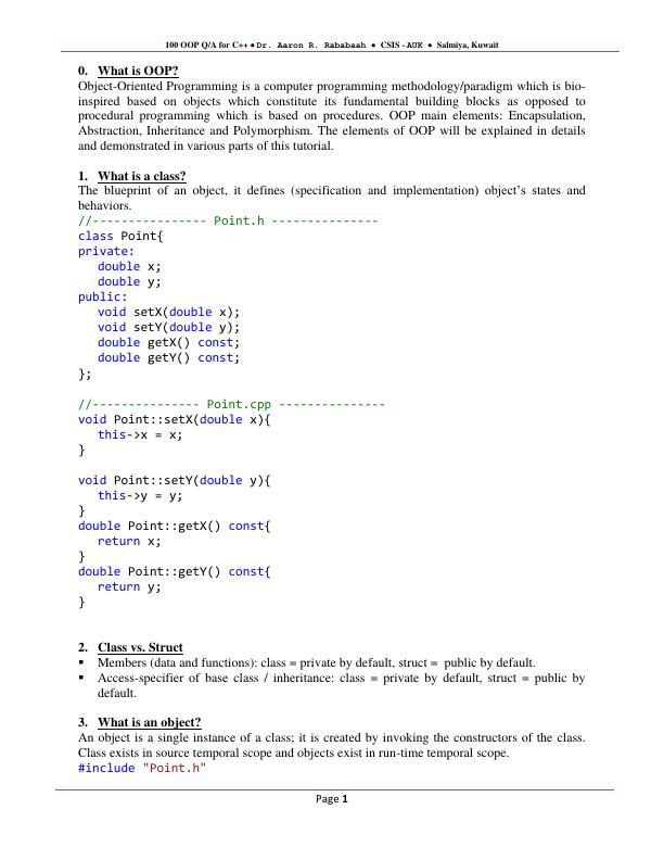 100 questions and answers for object-oriented programming (OOP) in C++ ...