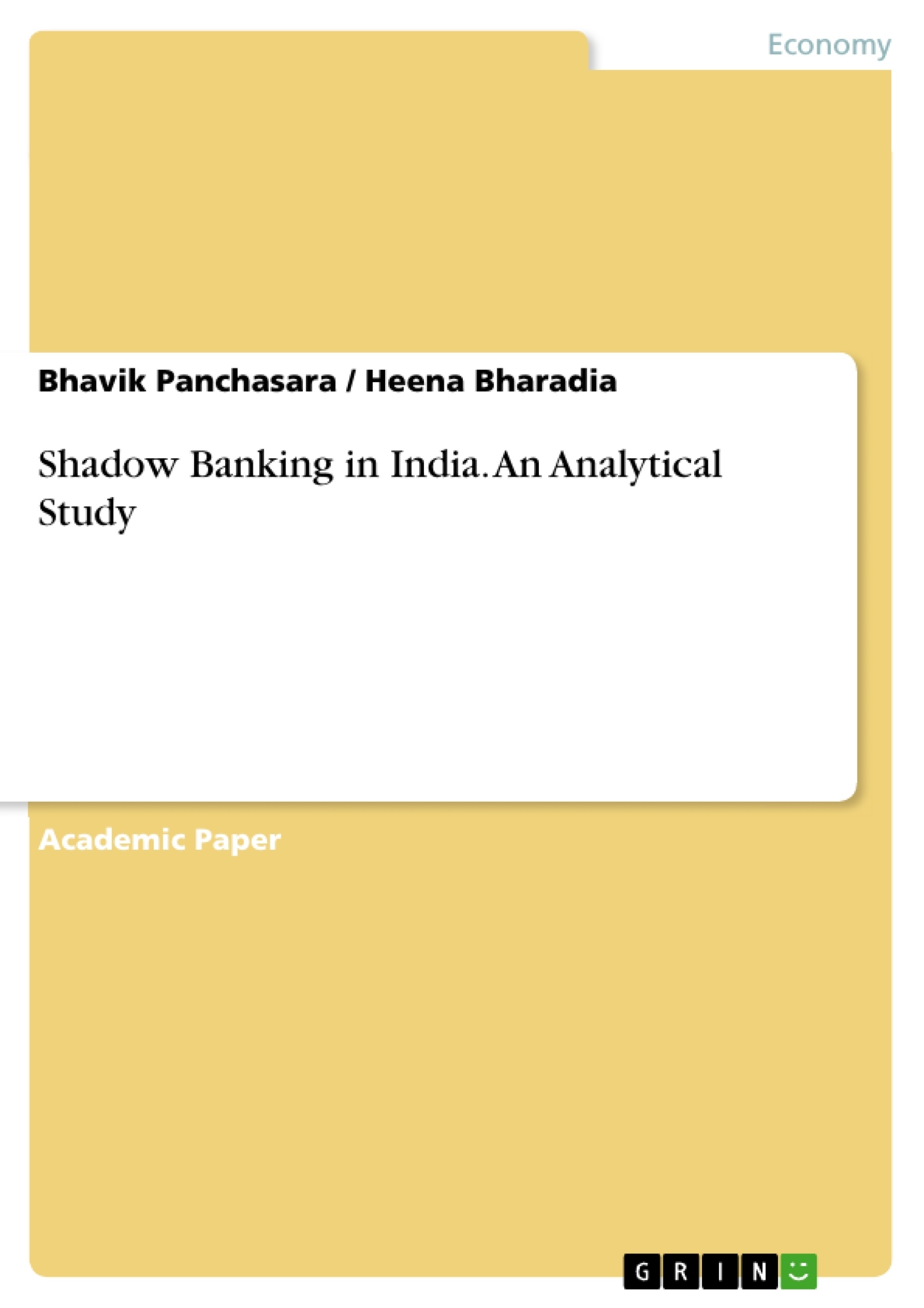 Title: Shadow Banking in India. An Analytical Study