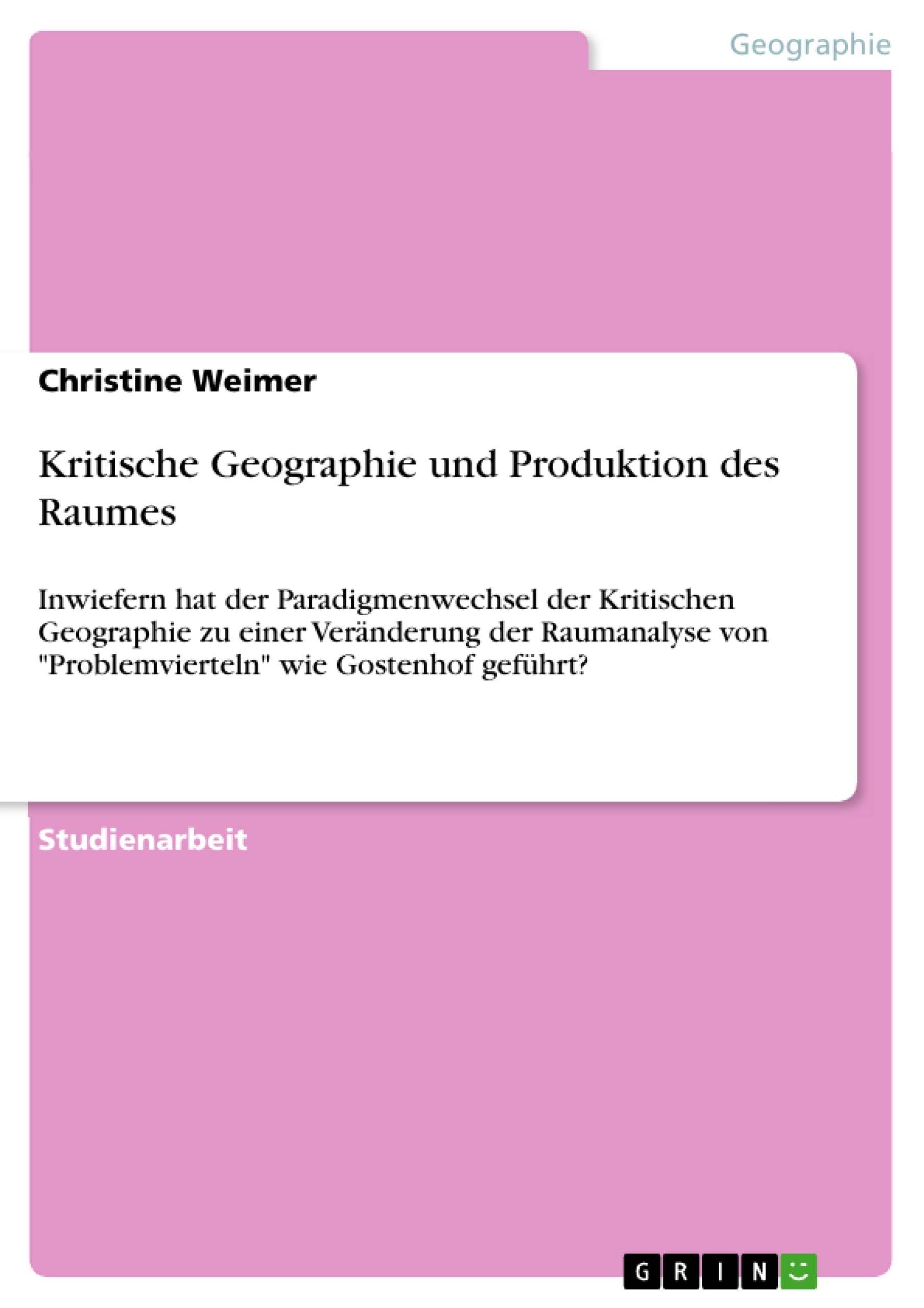 Título: Kritische Geographie und Produktion des Raumes