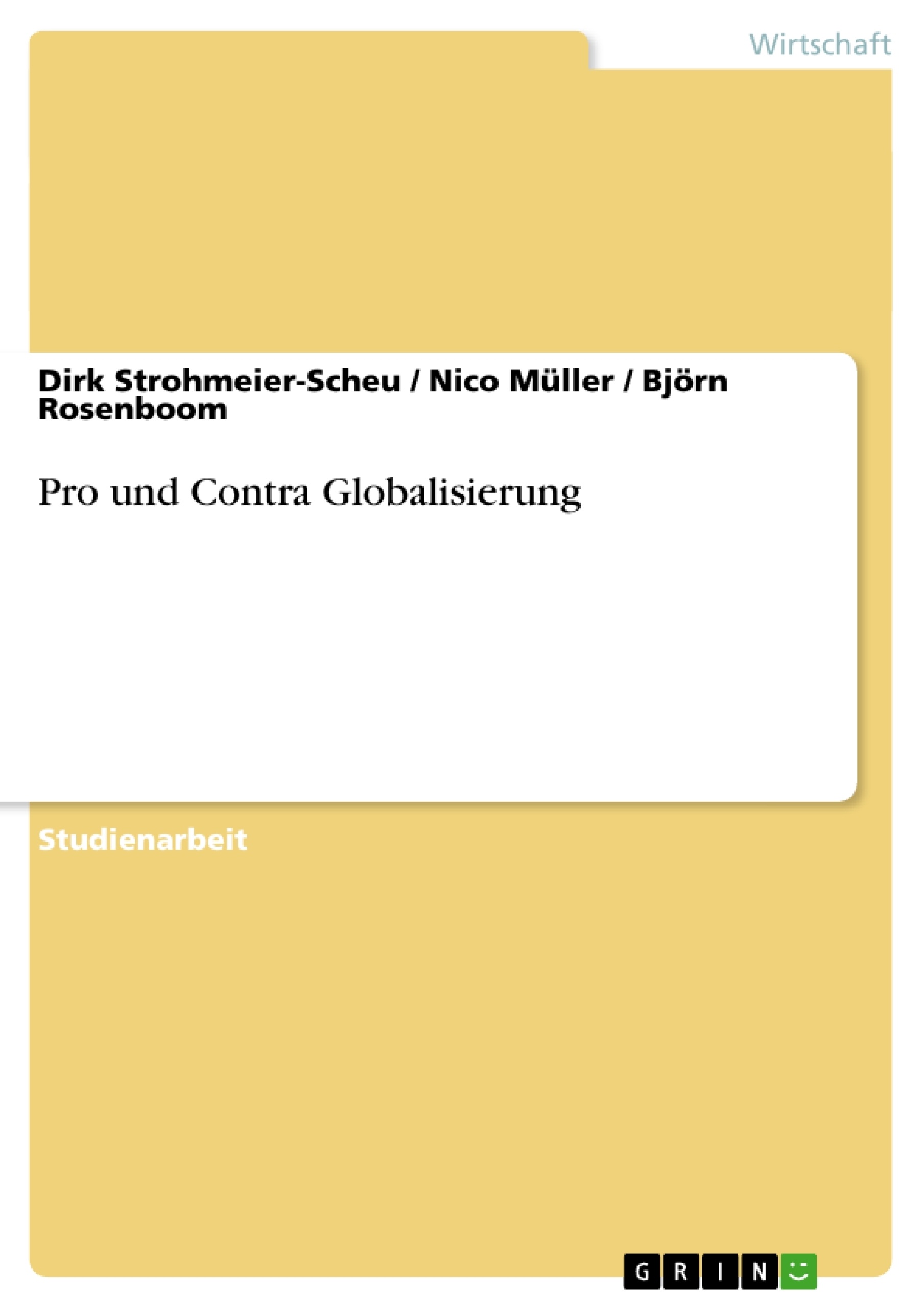 Titre: Pro und Contra Globalisierung