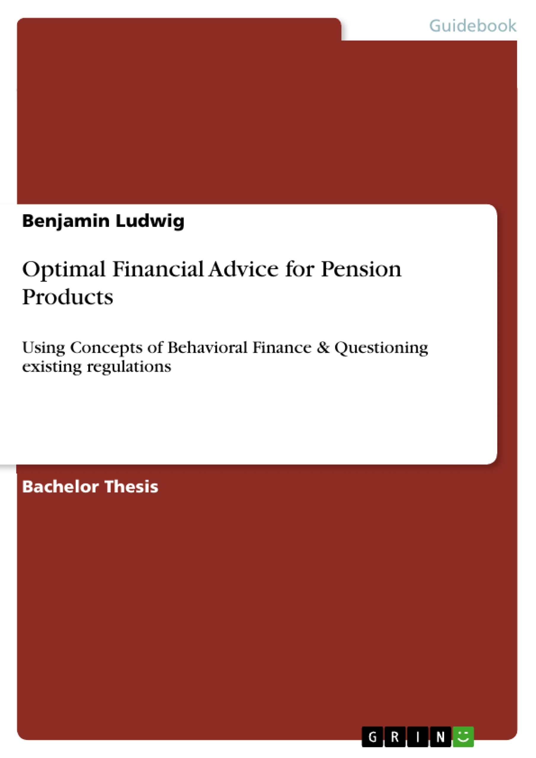 Título: Optimal Financial Advice for Pension Products