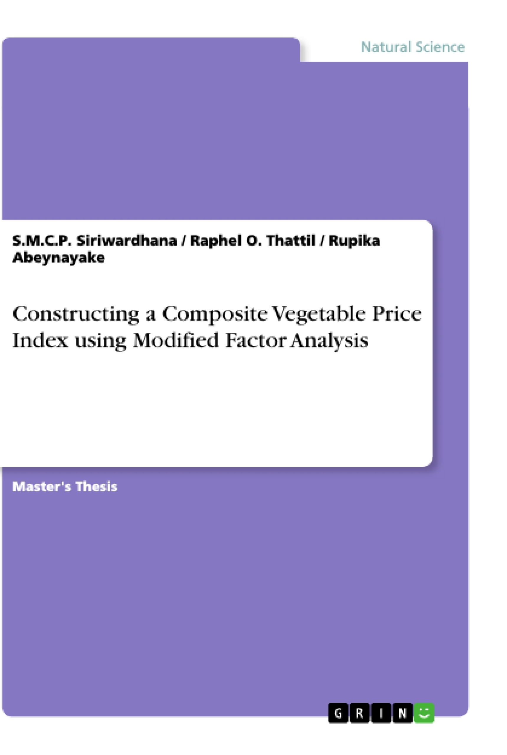Titre: Constructing a Composite Vegetable Price Index using Modified Factor Analysis