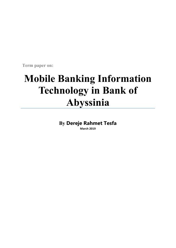 research proposal on mobile banking in ethiopia