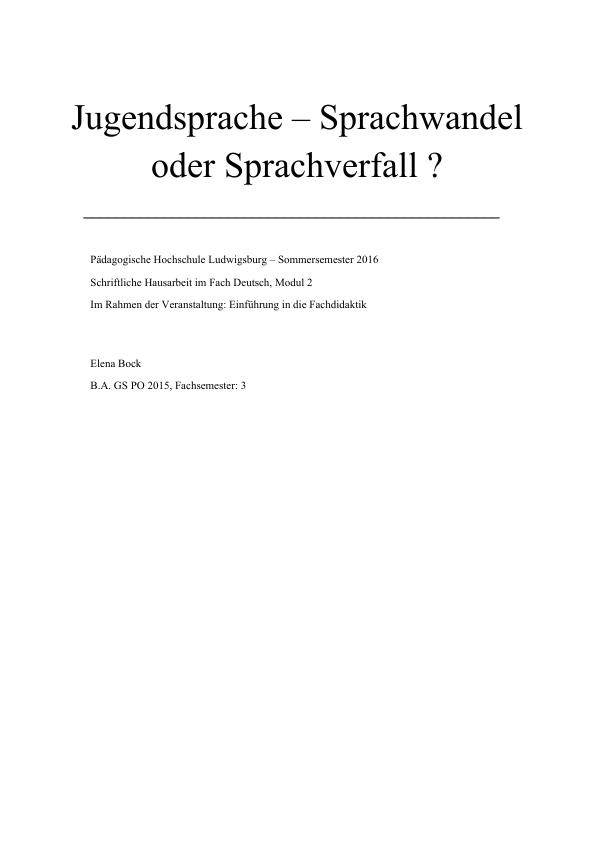 Jugendsprache. Sprachwandel Oder Sprachverfall? - GRIN | Grin