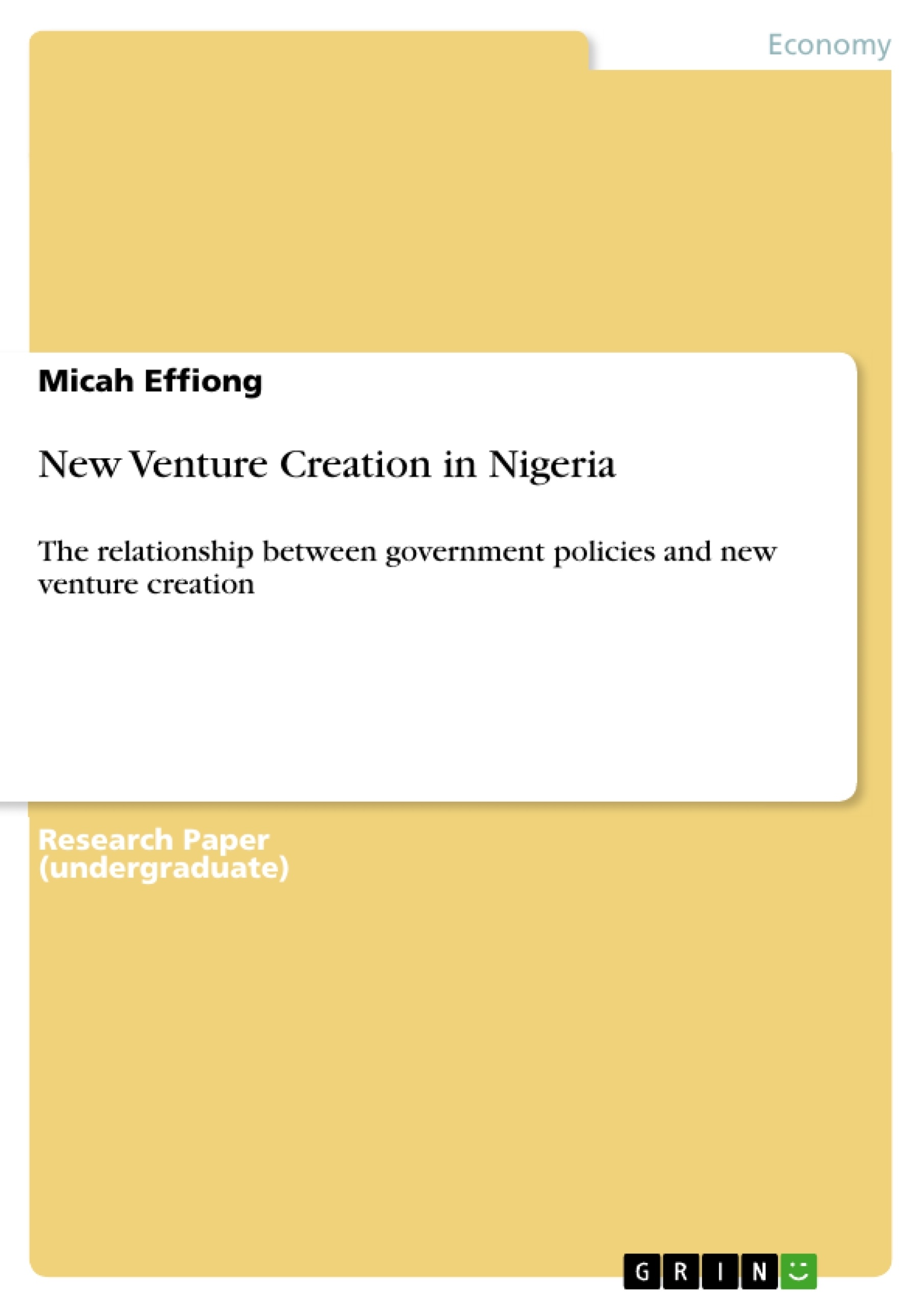 Título: New Venture Creation in Nigeria