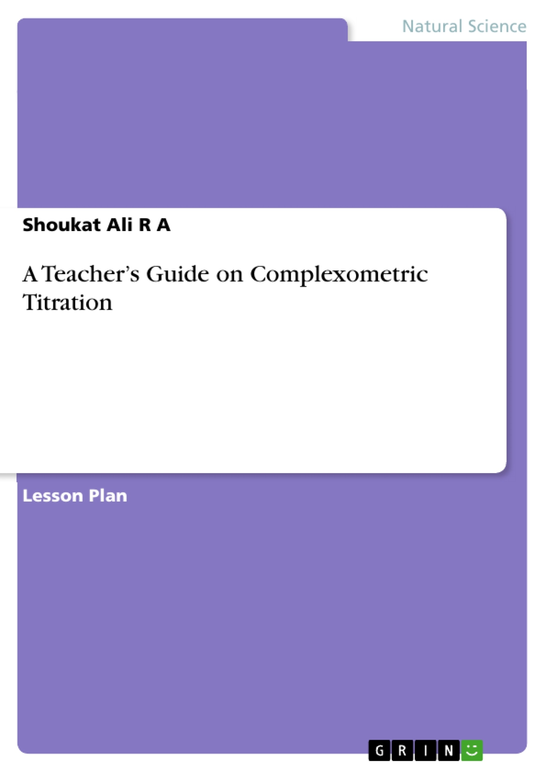 Título: A Teacher’s Guide on Complexometric Titration