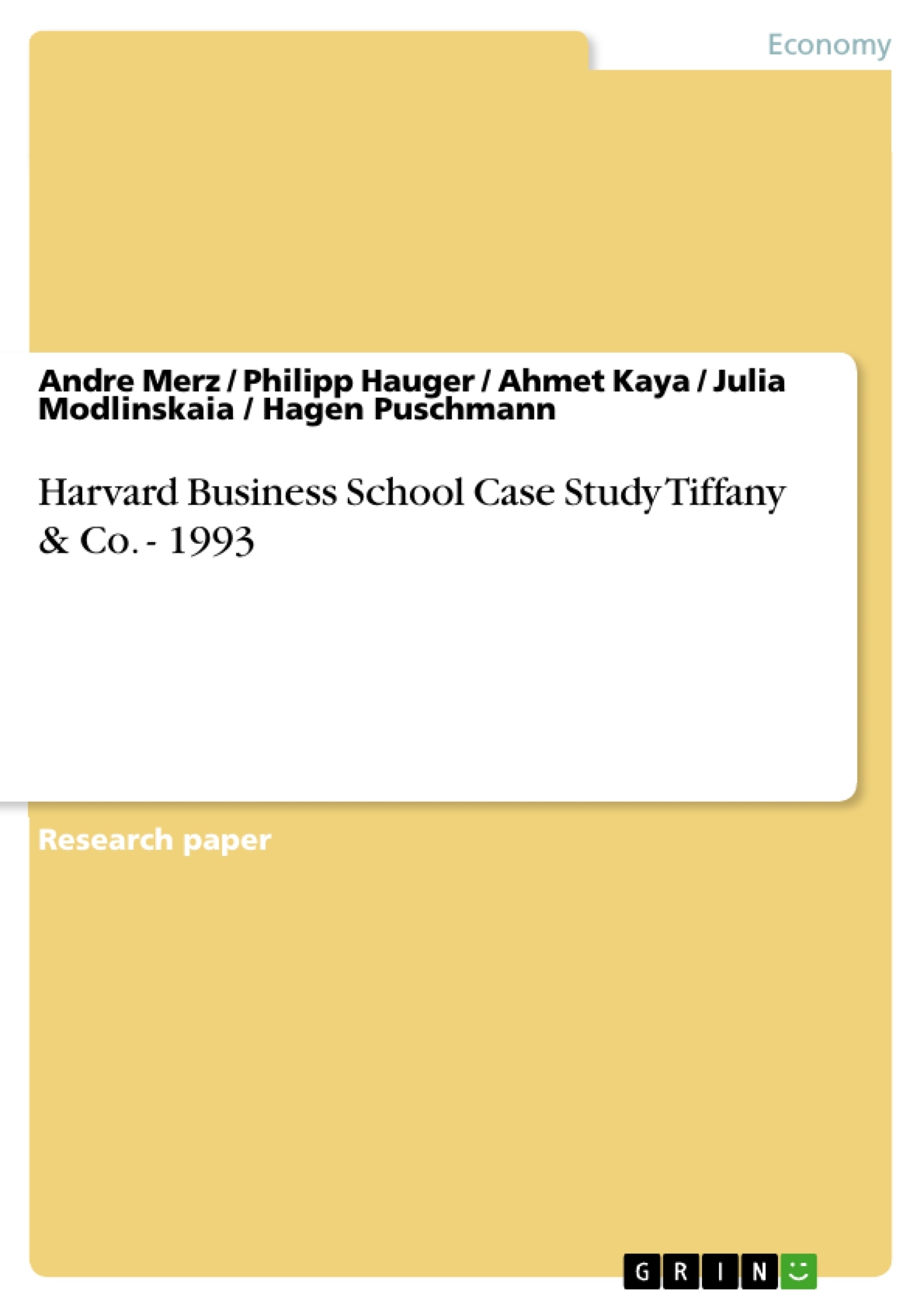 Titel: Harvard Business School Case Study Tiffany & Co. - 1993