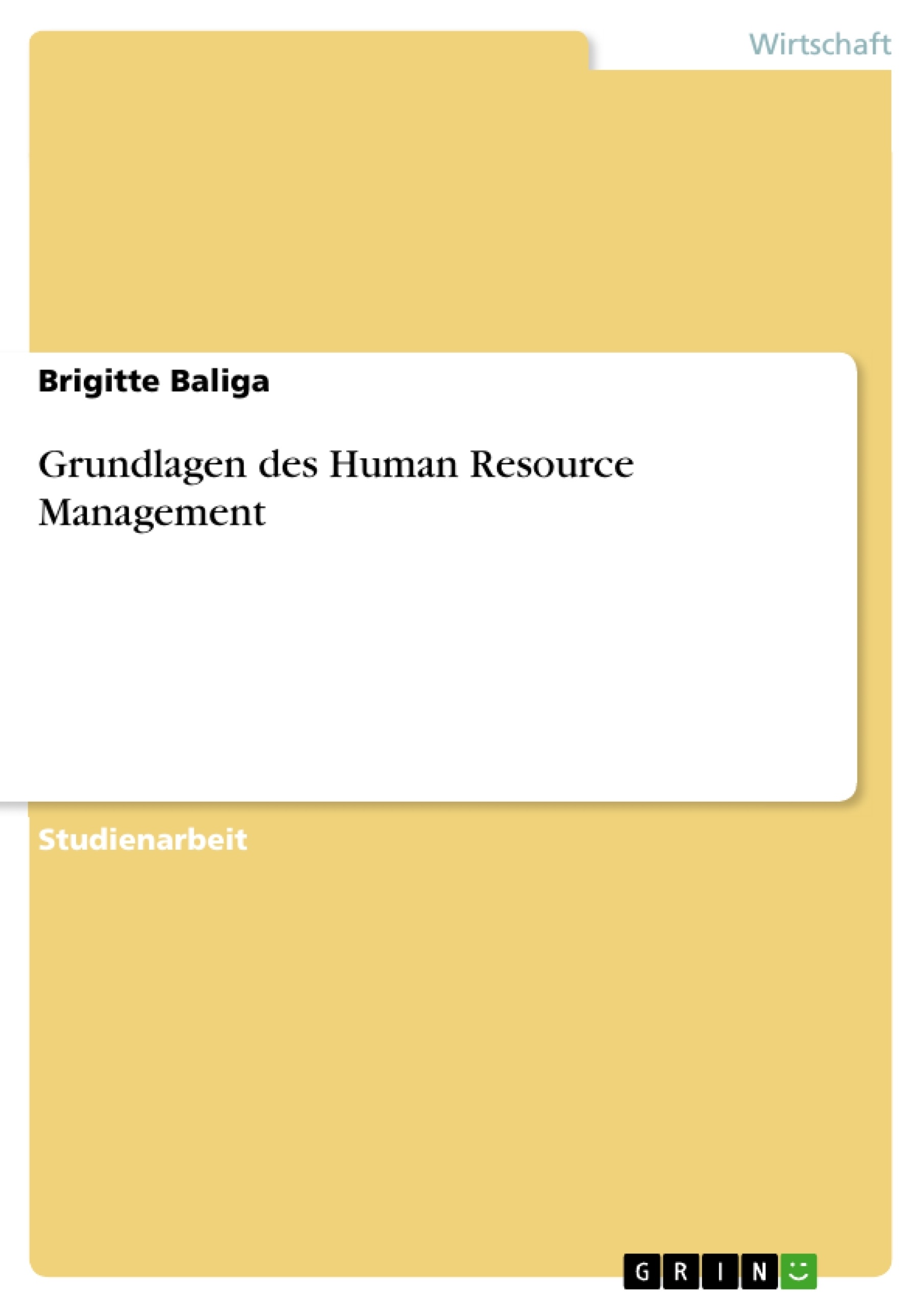 Titel: Grundlagen des Human Resource Management