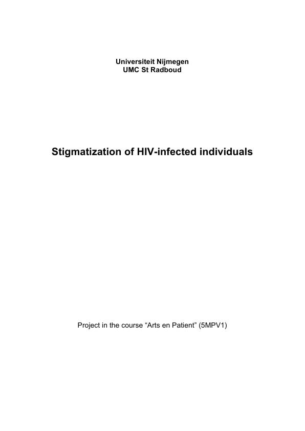 Título: Stigmatization of HIV-infected individuals