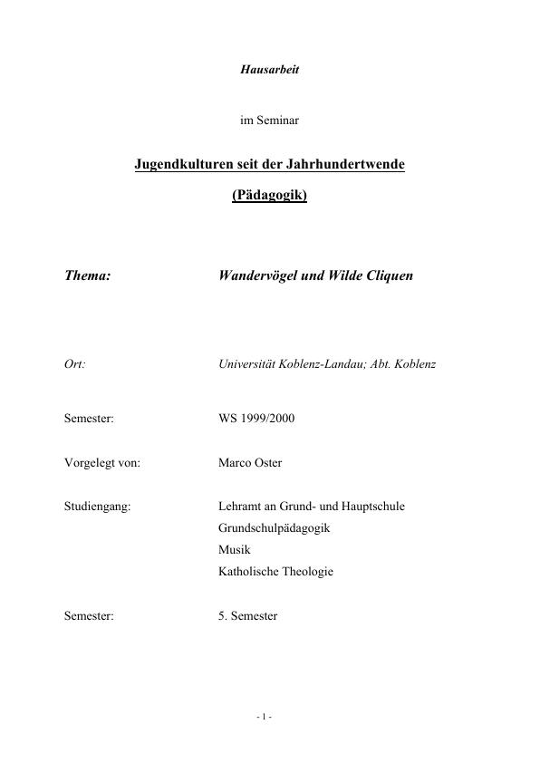 Titre: Wandervogel und Wilde Cliquen
