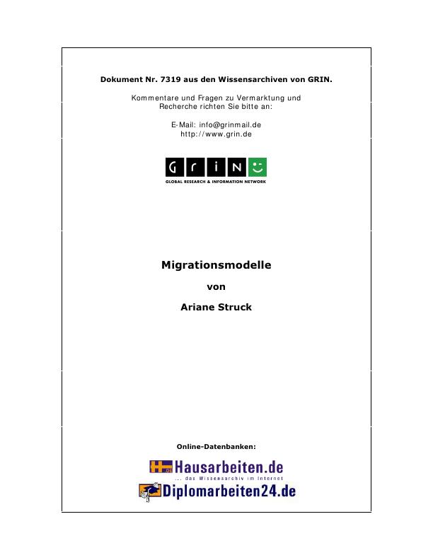 Titel: Migrationsmodelle