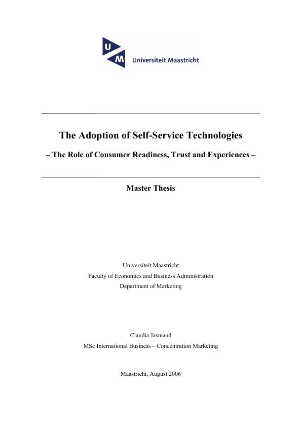 Titre: The Adoption of Self-Service Technologies