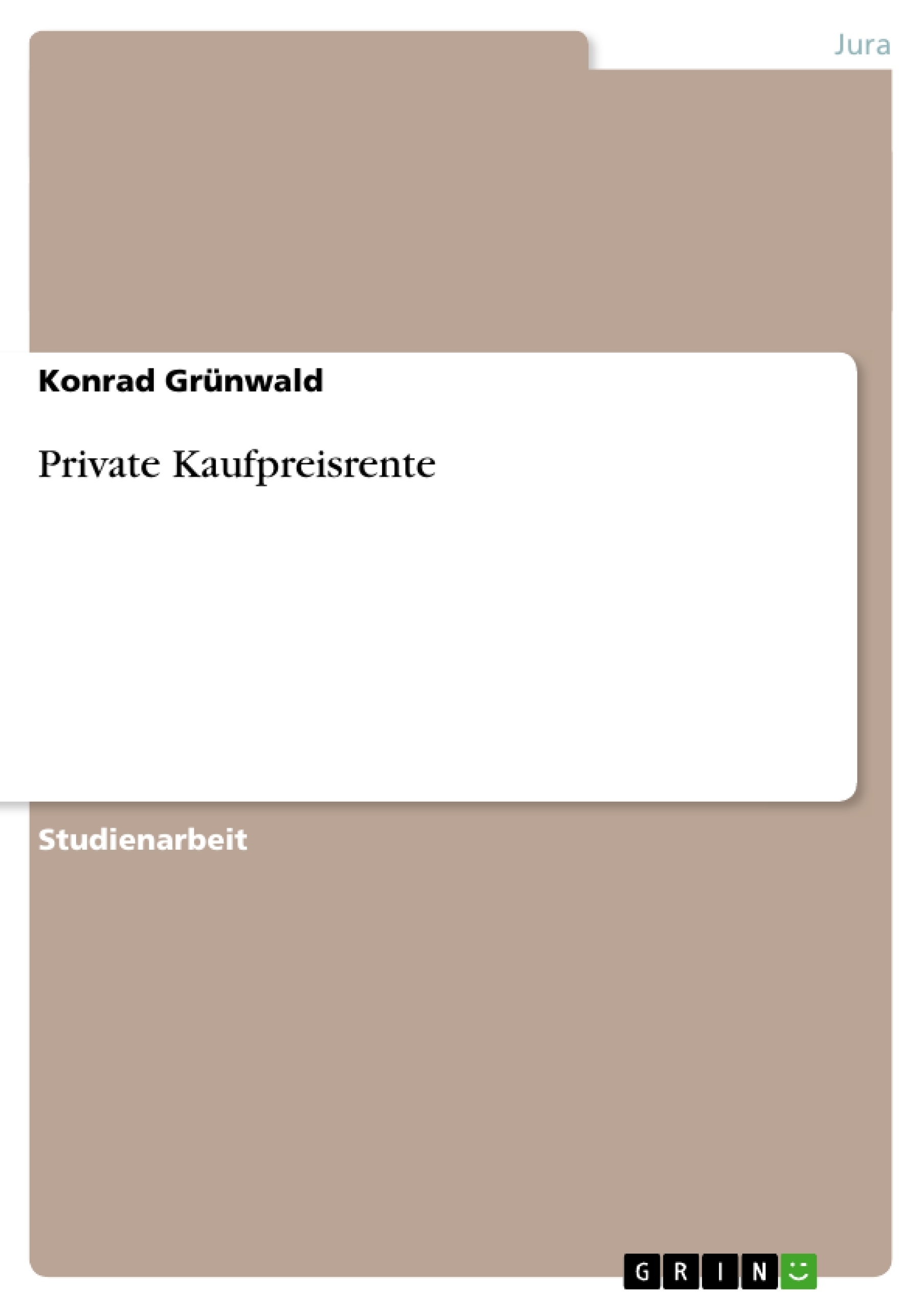 Title: Private Kaufpreisrente