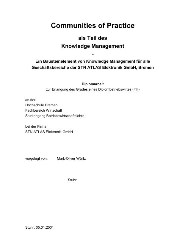 Titel: Communities of Practice als Teil des Knowledge Management