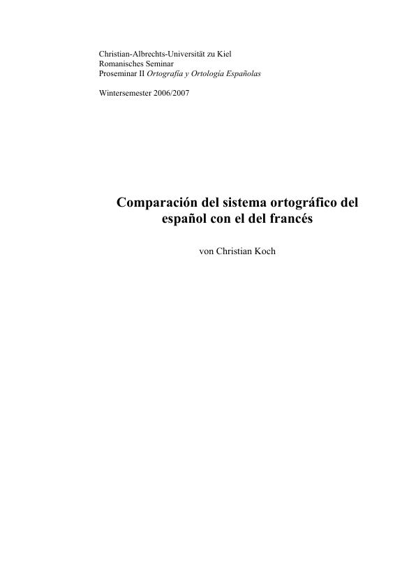 Título: Comparación del sistema ortográfico del español con el del francés