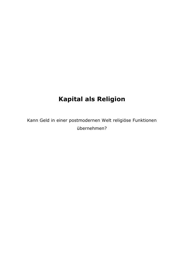 Titel: Kapital als Religion